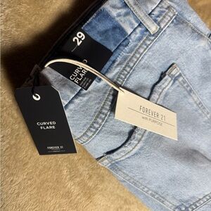 Forever 21 Light Blue Curved Flare Jeans